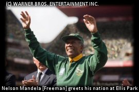 Morgan Freeman playing Nelson Mandela at Ellis Park, RWC Final